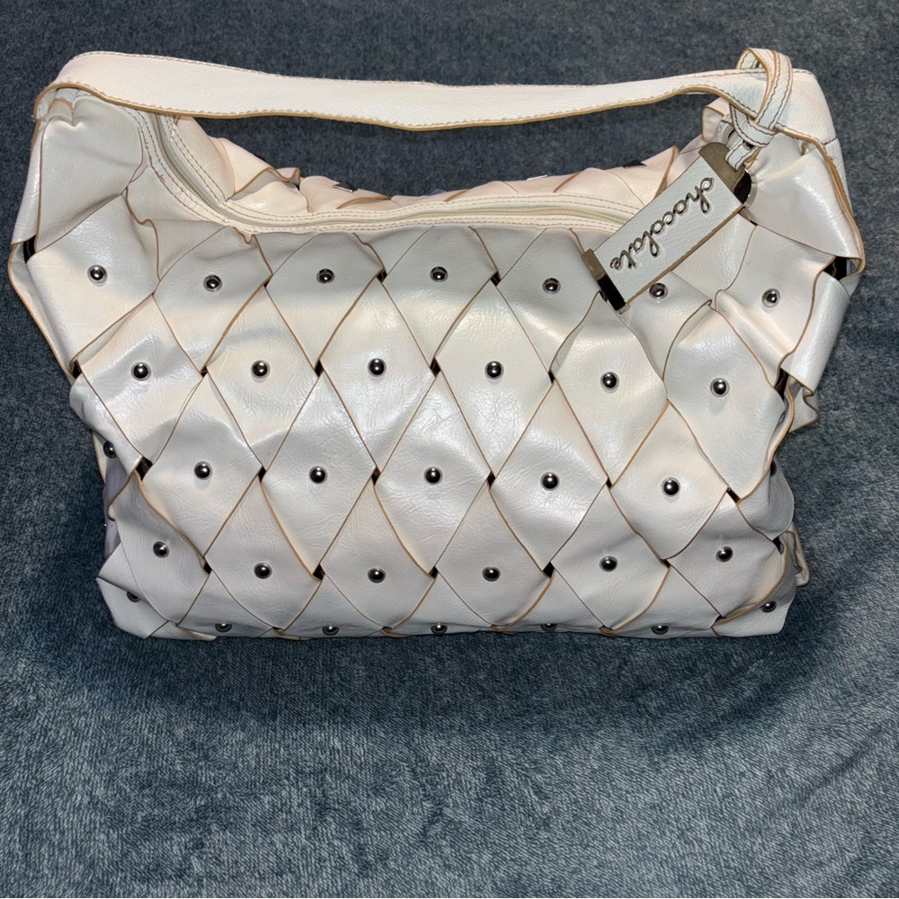 Aldo White Woven Stud Hobo Bag